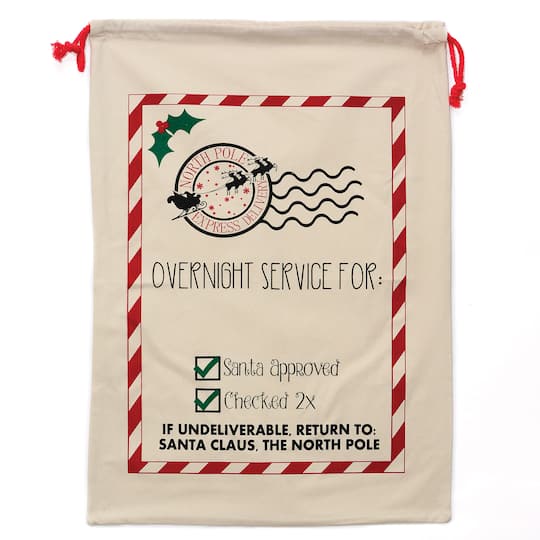 Personality Case™ 19" x 26" Candy Stripe Cotton Christmas Drawstring Bag